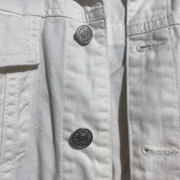 VINTAGE Y2K Tommy Hilfiger white denim jacket with embroidered logo on back XL - Picture 4 of 10